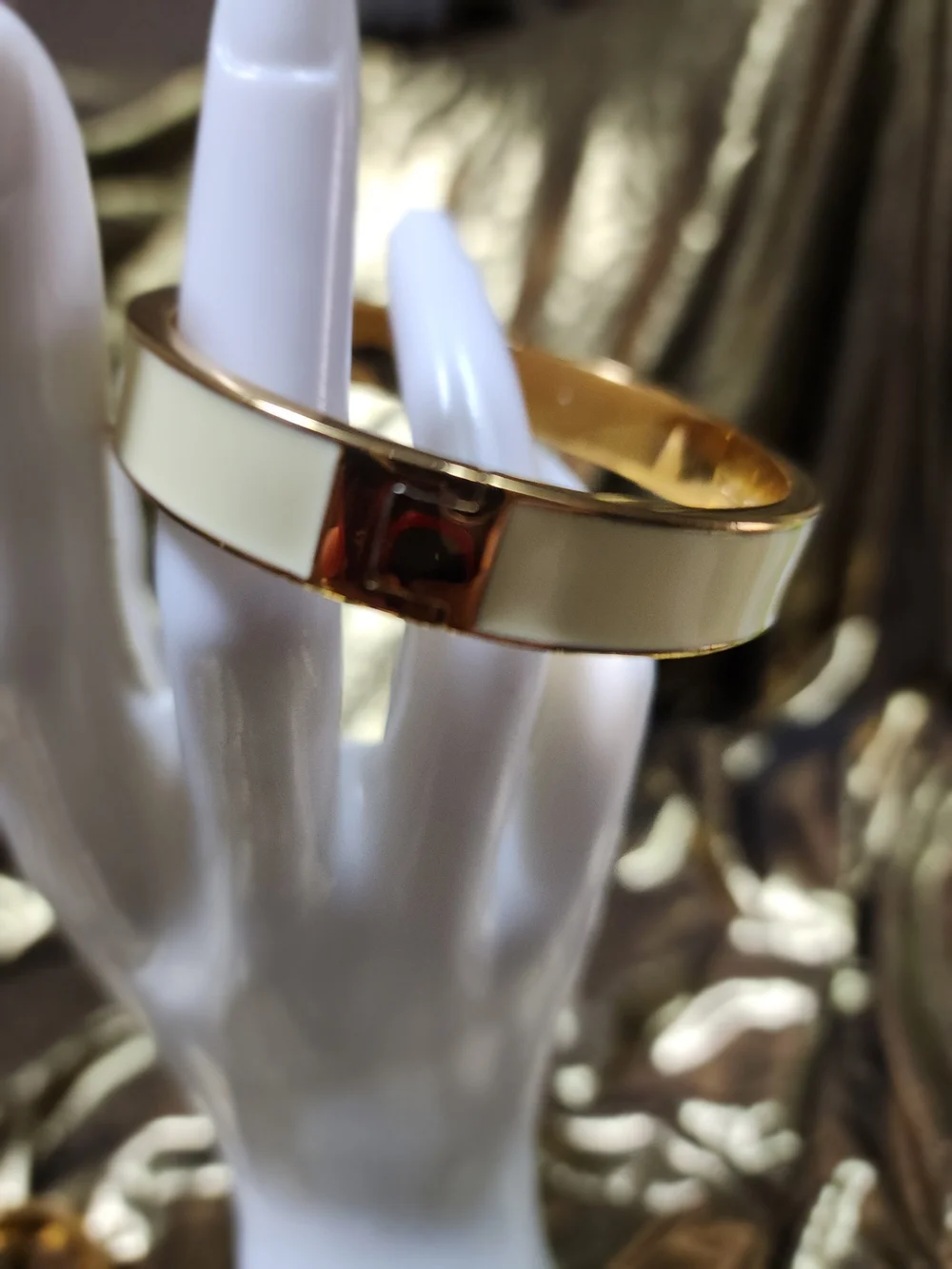 Kate Spade New York Cream Enamel Gold-Tone Bangle Bracelet - Picture 4 of 10